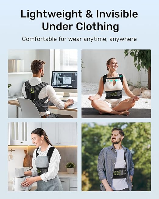 Posture Corrector for Women and Men, Adjustable Back Brace with Underarm Pain Relief Strap, Breathable Shoulder Straightener For Hunchback, Neck, Mid and Upper Back Support, S