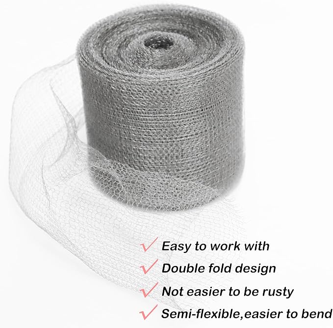 Wire Mesh for Mice Control 5IN X 53Ft, Hole Fill Fabric, Upgraded Stainless
