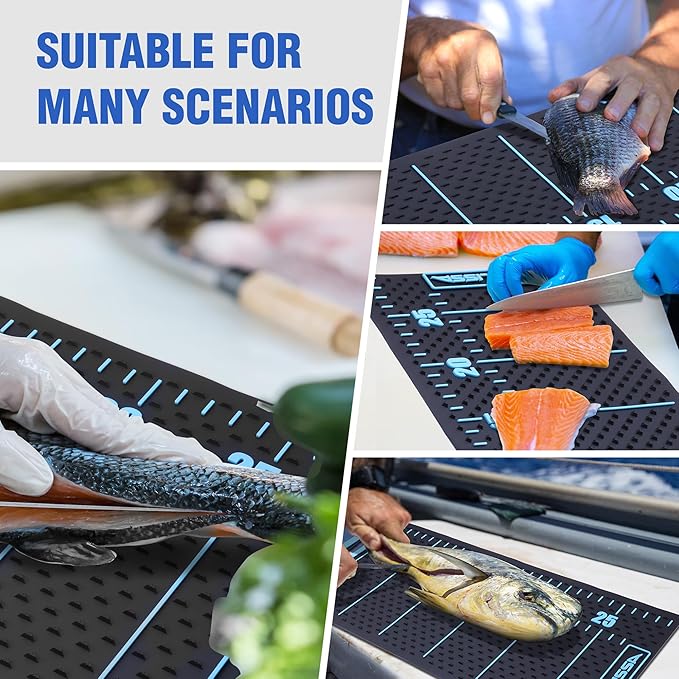 FLISSA 33" Fish Fillet Mat with Storage Bag, Non-Slip Design