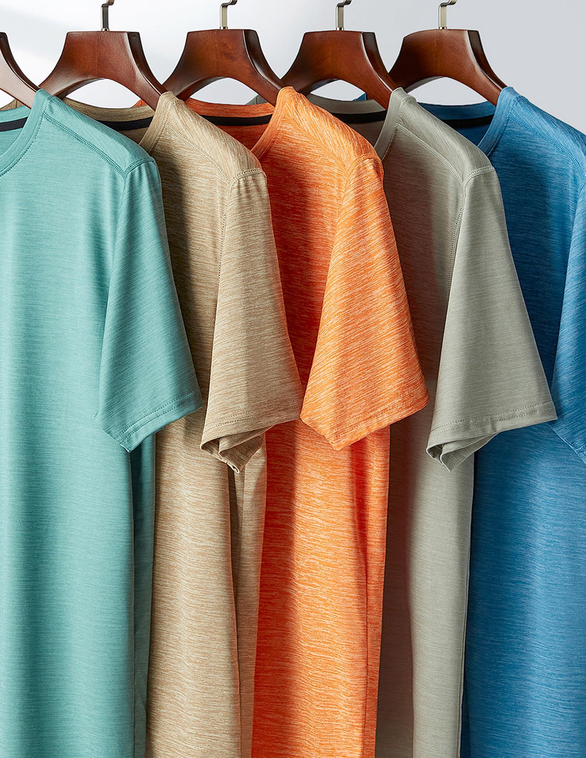 5 Pack Men’s Active Quick Dry Crew Neck T Shirts | Athletic Running Gym Workout Short Sleeve Tee Tops Bulk (Set 10, Medium)