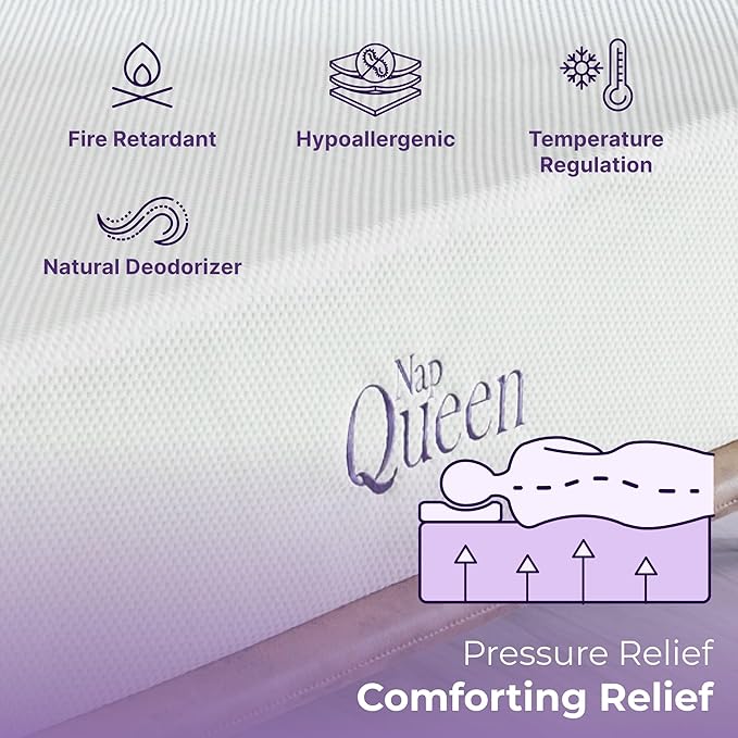 NapQueen 8 Inch Full Size Mattress, Bamboo Charcoal Memory Foam Mattress, Bed in a Box