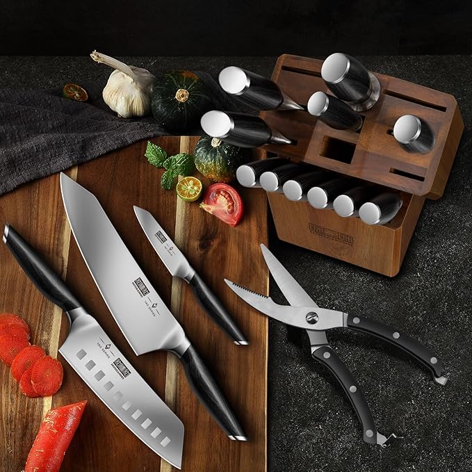 HOSHANHO 16-Piece Kitchen Knife Set with Block, Ultra Sharp Chef Knife Set