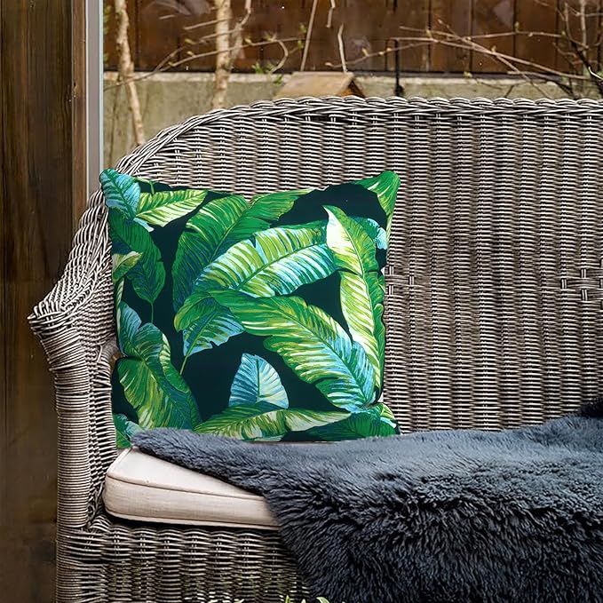 Outdoor Throw Pillow Covers 18”x18”, Decorative Pillow Covers for Patio Furniture, Modern Cushion Cases for Garden Couch Home Sofa Bed Office Chair, Pack of 2, Hanalei Lagoon