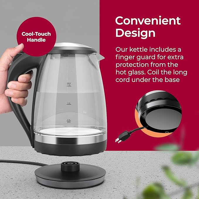 Mueller Living 1.5L Electric Kettle, Tea Kettle for Boiling Water