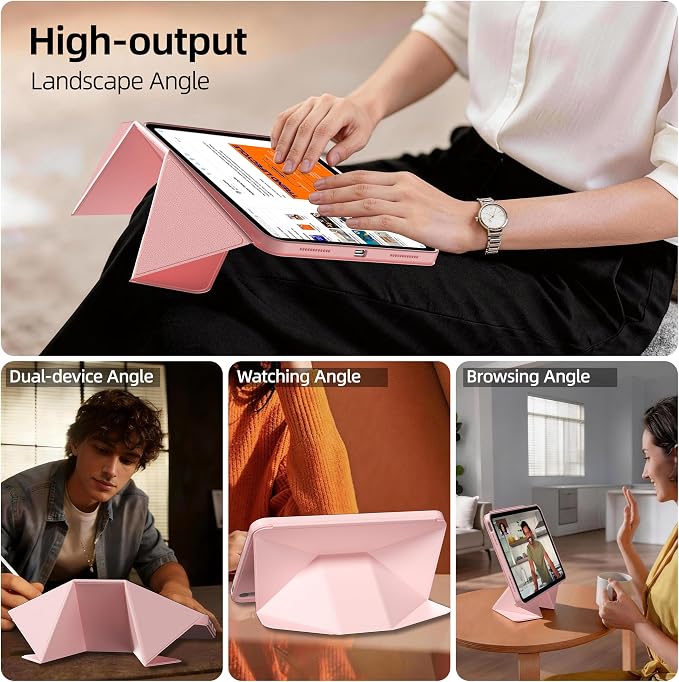 kenke Case for iPad Air 11'' M4/M3/M2 Air 10.9'' 5th/4th Gen Black | Detachable Rotating 360° Magnetic Clear Back Multi-folding Stand Cover Pencil Holder Auto Wake/Sleep Touch ID