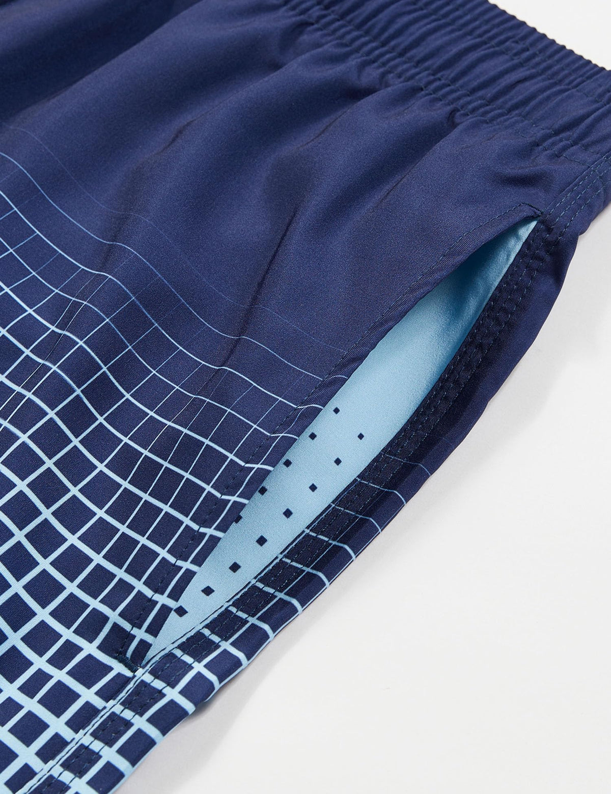 ELETOP Men's Swim Trunks Quick Dry Bathing Suit Swimming Board Shorts Mesh Lining Beach Swimwear Grid Gradient Blue 3XL