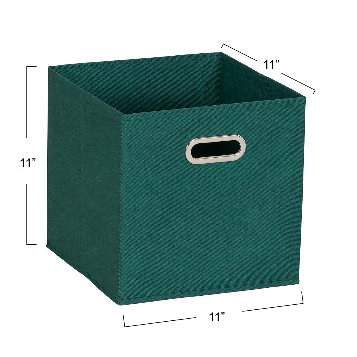 Household Essentials Fabric Storage Cube Bins, 6 Piece Set, Strong Poly-Woven Fabric, Chipboard Sides, Grommet Front Handle, Stackable and Foldable, Classic Design, Green