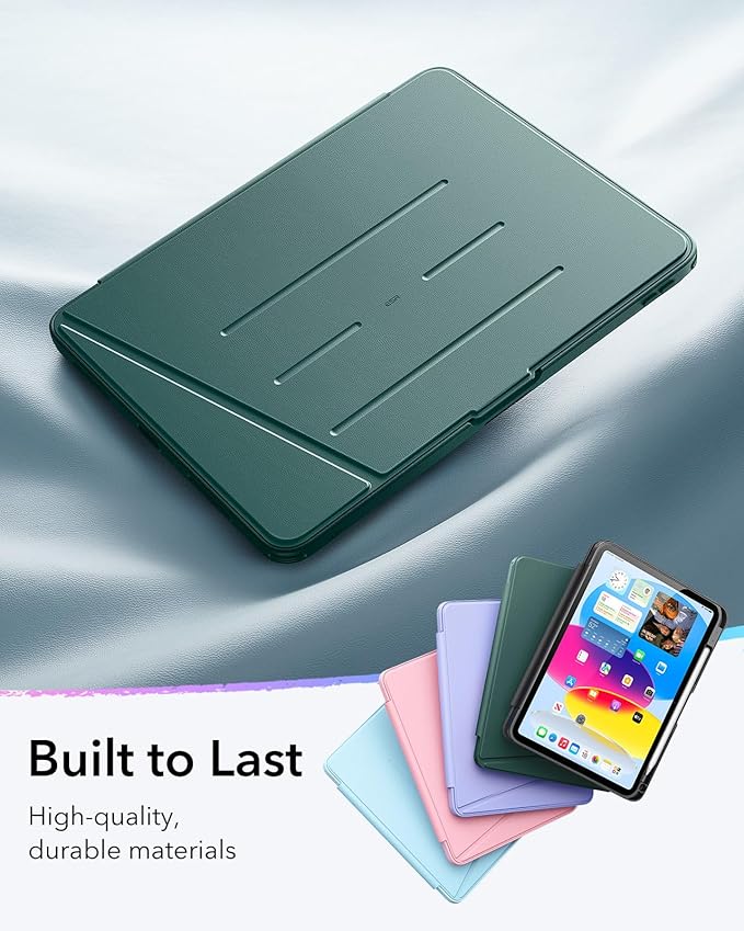 ESR for iPad A16 Case, iPad 11th/10th Generation Case (2025/2022), Vertical Stand Cover, Multi Stand Angles, Ultra-Stable Cover with Pencil Holder, Flip Series, Green