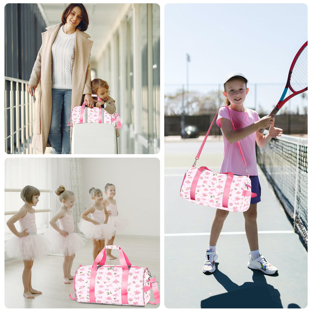 Duffle Bag for Woman Corduroy Gymnastics Sports Bag for Kids Dance Girls with Shoe Compartments