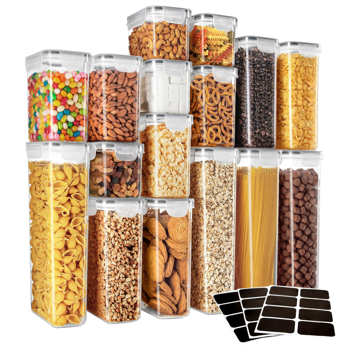 MR.SIGA 12 Pack Airtight Food Storage Container Set for Pantry Organization