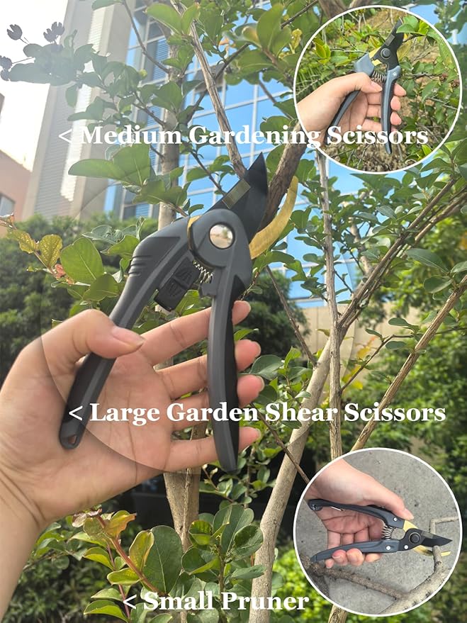 4 Piece Gardening Scissors Folding Saw and Pruner Set Sharp Hand Garden Clippers Set with Folding Pruner Saw