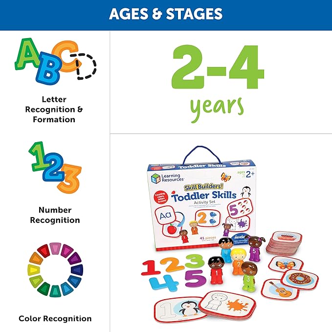 Learning Resources Skill Builders! Toddler Skills - 41 Piece Set, Ages 2+, Homeschool Activities, Preschool Supplies, Teaching Cards, Back to School Materials
