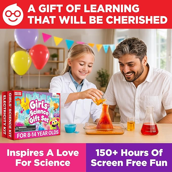 Doctor Jupiter Girls’ Science Gift Set for Ages 8+ | Ultimate Science Kit & Electricity Kit | Birthday Gift Ideas for 8-9-10-11-12-13-14 Year Old Girls | STEM Learning & Education Toys