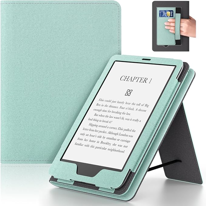 6in Case with Hand Strap and StandIncompatible with Old Version Durable Synthetic Leather Cover with Auto Sleep WakeLight Green