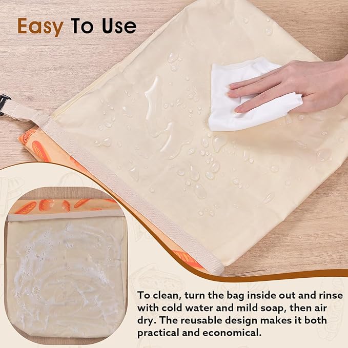 2 Pack Beeswax Bread Bags for Sourdough Homemade Bread, XL Cotton Lining Sourdough Reusable Natural Beeswax Bread Storage Bag, Keep Fresh and Upgraded Large Capacity Portable
