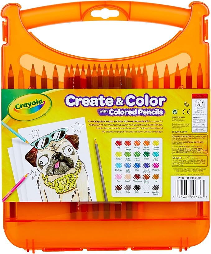 Crayola Colored Pencils Coloring Art Case with Coloring Pages, Gift For Kids, Ages 4, 5, 6, 7, 8, Packaging May Vary