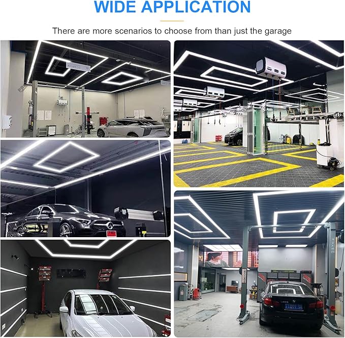 LED Garage Lights Fixture: High Brightness 39000LM LED Garage Lighting Ceiling LED Light, Updated 44.8 inch Large Size Rectangle Light for Garage Shop Workshop Gym Car Detailing