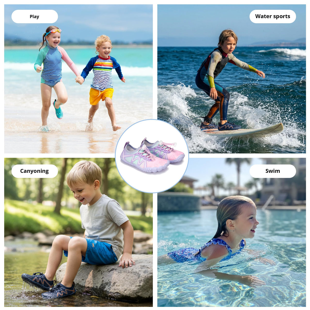 Stelle Kids Water Shoes Quick Dry Barefoot Drawstring(Mermaid Ombre,13ML)