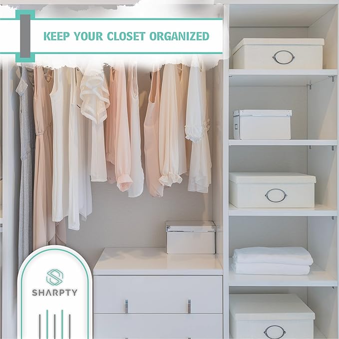 Sharpty Pant & Skirt Hangers - Closet Hangers for Shorts, Shirts, Jeans, Dresses, Slacks, Coats, Clothes, Clothing, Garments & More - Durable, Space Saving & Non-Slip, White - 10 Pack
