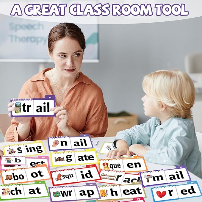 48 Word Family Build Book Spell Read and Rhyme Flip Activity Books Vocabulary Flashcards Kindergarten Sight Phonics Flashcard Learn to Read Activity Games for Kids Homeschool Supplies(Word Family)