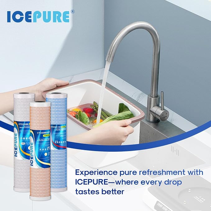 ICEPURE 4.5" x 20" Whole House CTO Carbon Water Filter, Activated Carbon Block