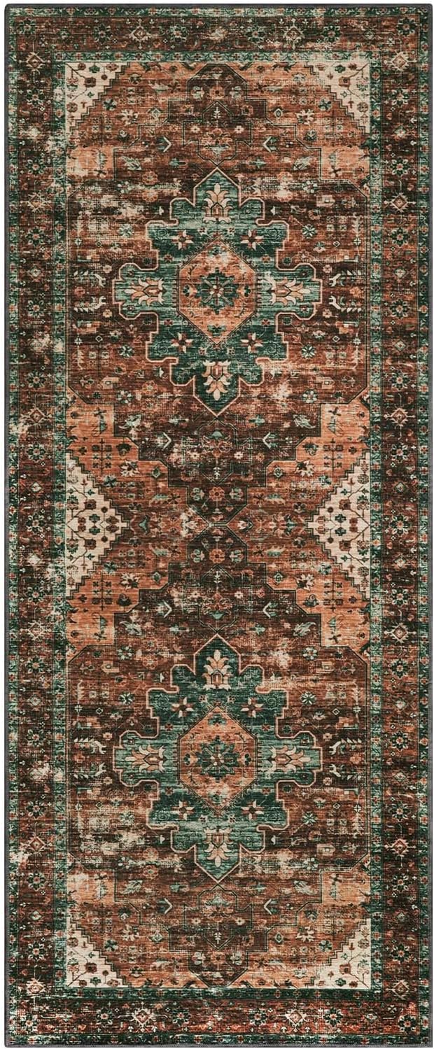 Moynesa Ultra-Thin Washable Runner Rug - 2x5 Laundry Room Rug Low Pile Hallway Rug Runner, Non Slip Non Shedding Pet Friendly Indoor Floor Carpet Runner for Bathroom Kitchen Living Room Bedside