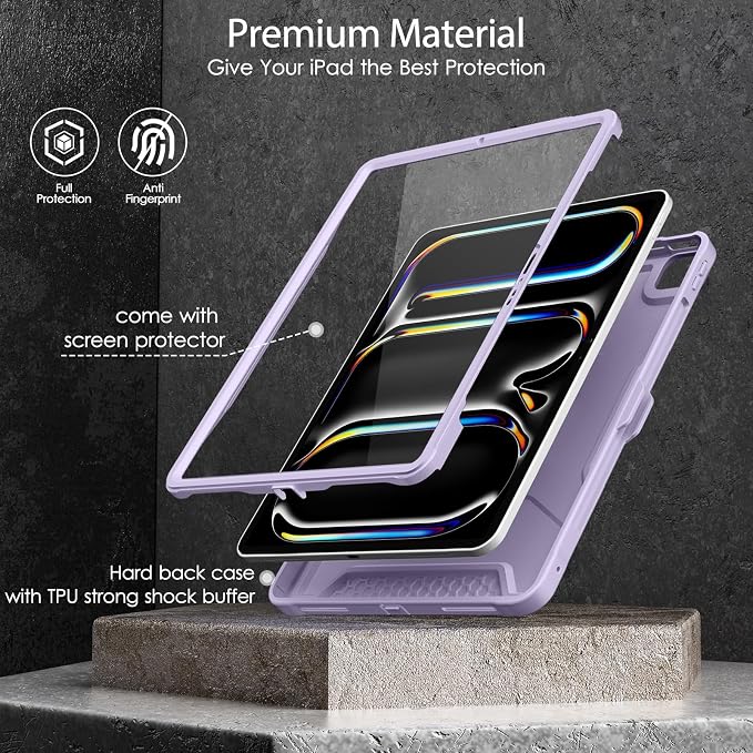 DTTO for iPad Pro 11 Inch Case (M5) 2025 / (M4) 2024 Black | Durable Shockproof Protective Cover Built-in Screen Protector & Kickstand Corner Protection