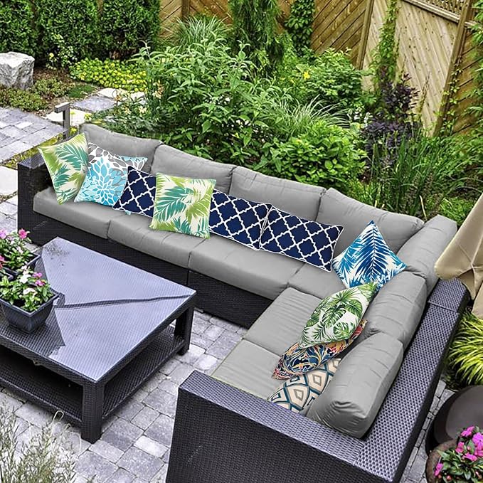 JMGBird Outdoor Waterproof Lumbar Pillows Set of 2 with Insert 12x20 Inch for Patio Furniture