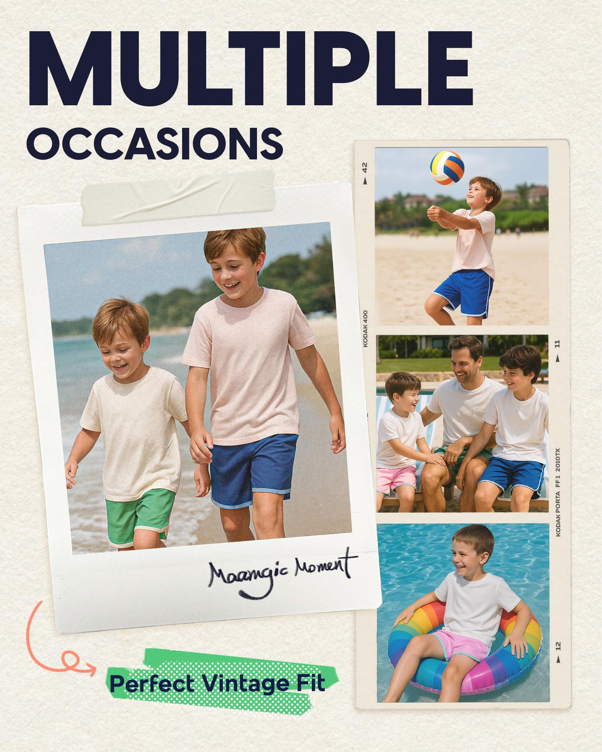 maamgic Boys Swim Trunks with Compression Liner Vintage Swim Shorts Toddler Swimsuit Drifting Bottle Swallow 5/6