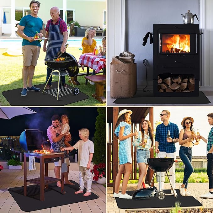Himake 60×42 Inch Grill Mats for Outdoor Grill, Hearth Rugs for Fireplaces Fireproof, Gas and BBQ Grill Oil-Proof Water-Proof Protector for Decks, Patios,Grassand Indoor Grill