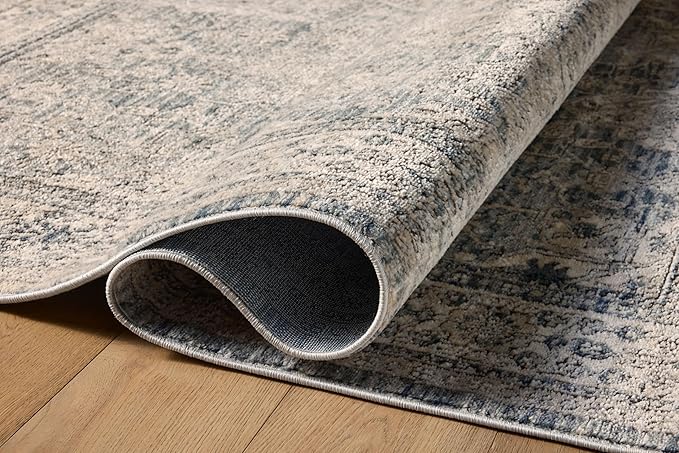 Loloi Teagan Collection TEA-04 Sky/Natural 7'-11" x 10'-6" Area Rug, Large, Soft Neutral Rug, High-Traffic for Living Room, Bedroom, Home Office, Dining Area
