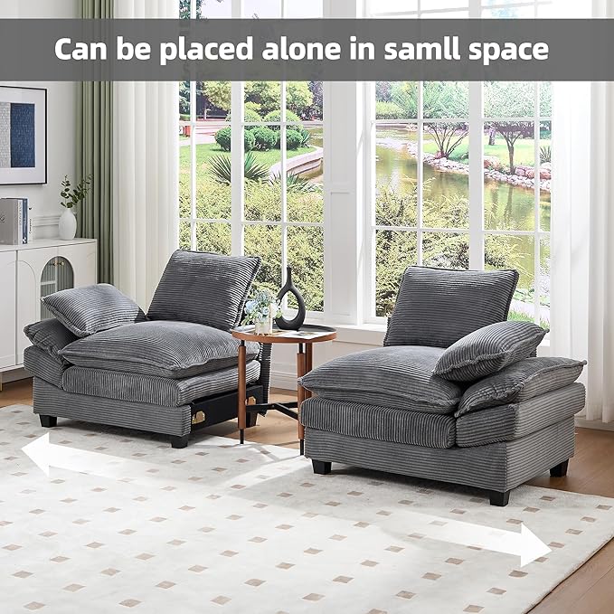 83" Loveseat Sofa, Cloud Couches for Living Room, Comfy Corduroy Couch with Deep Seat, Love Seat Couches for Bedroom, Apartment and Office, Easy Assemble for Small Space (Grey)