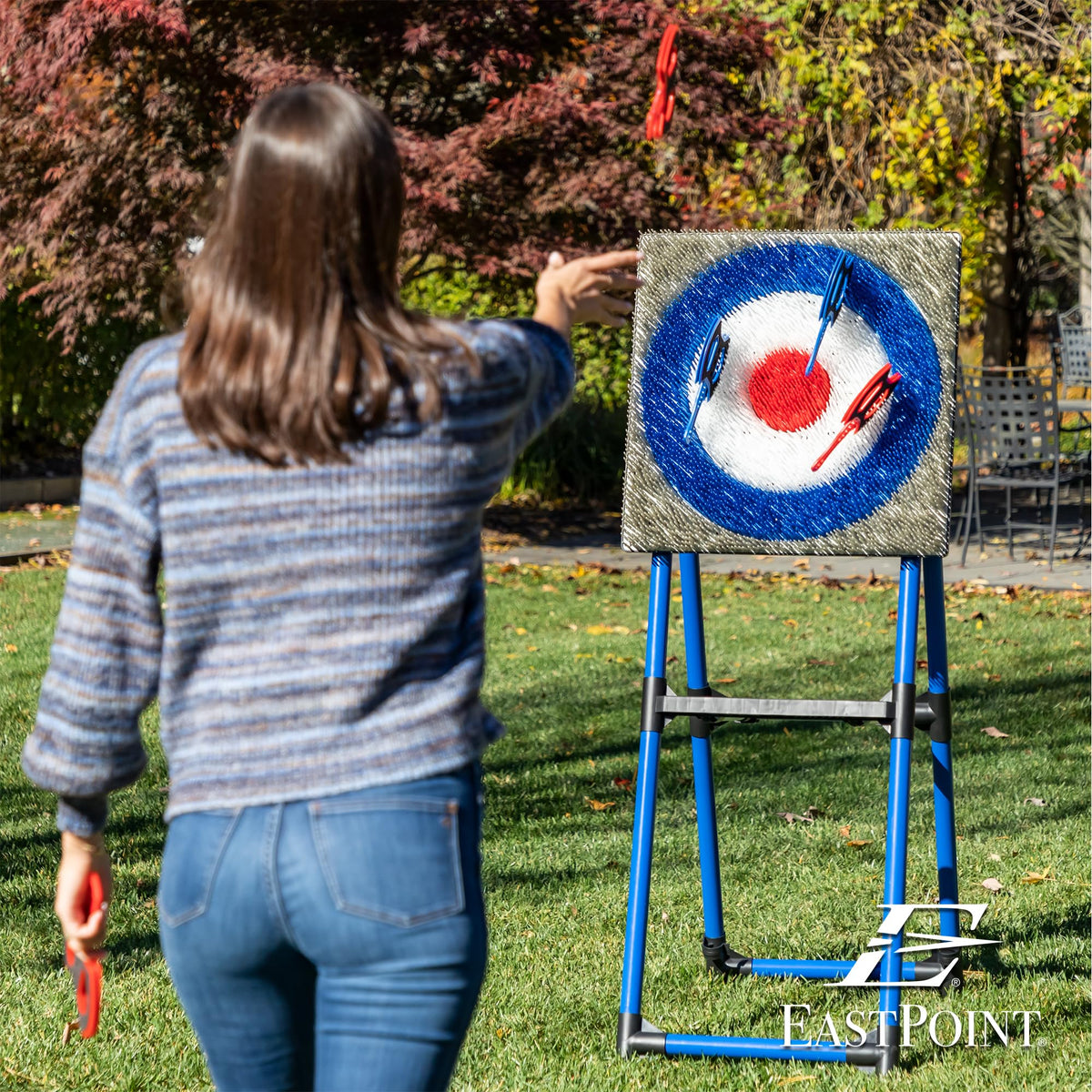 EastPoint Axe Throwing Game, Bristle Target, 8 Safety Axes, Over 5 Ft Tall