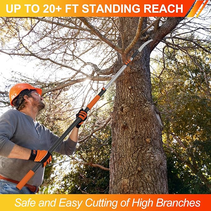 26FT Pole Saw, Telescoping Tree Trimmer with 5-20FT Extension Pole, Manual Branches Pruner for Backyard, Orange