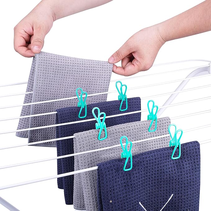 30 Pack Blue Chip Bag Clips for Food - PVC 2 Inch Coated Sealer for Sealing Food - Paper Holder, Clothesline Clip for Laundry Hanging, Kitchen Bags, Multipurpose Clothes Pins
