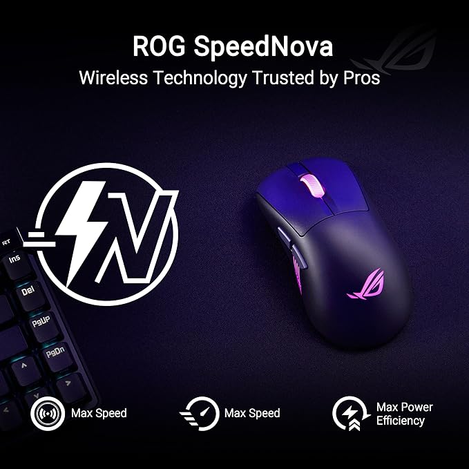 ASUS ROG Keris II Origin Wireless Gaming Mouse – Right-Handed Ergonomic, 65g, Tri-Mode Connectivity, 42K DPI, up to 127Hr Battery, Web-Based Configuration, PC/Mac Support - Black