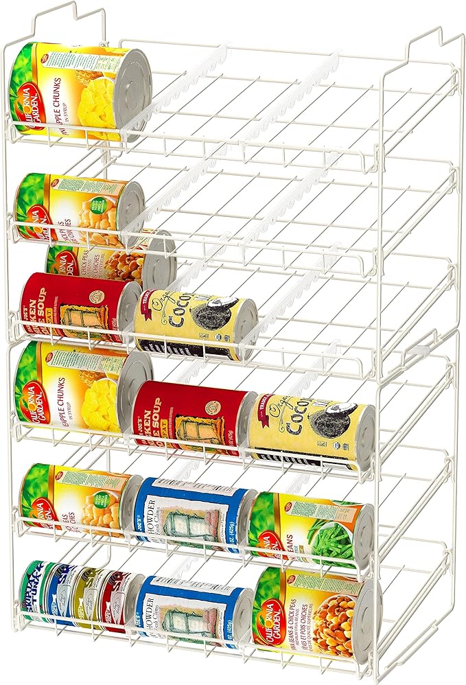 Deco Brothers Stackable Can Rack Organizer for Kitchen and Pantry, Holds Up to 36 Cans, White