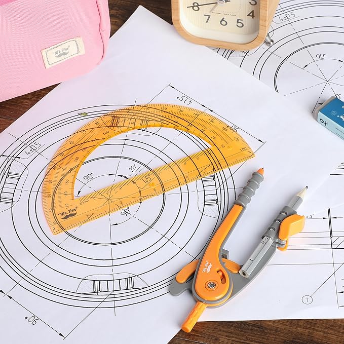Mr. Pen- Compass and Protractor Set, Math Compass for Geometry and Drawing