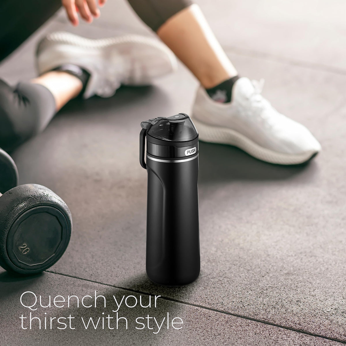 SipX™ 18 oz Premium Stainless Steel Water Bottle with Straw Lid – Triple Insulated Water Bottle, Leakproof, BPA-Free – Slim, Durable Bottle for School, Gym, Office – Black