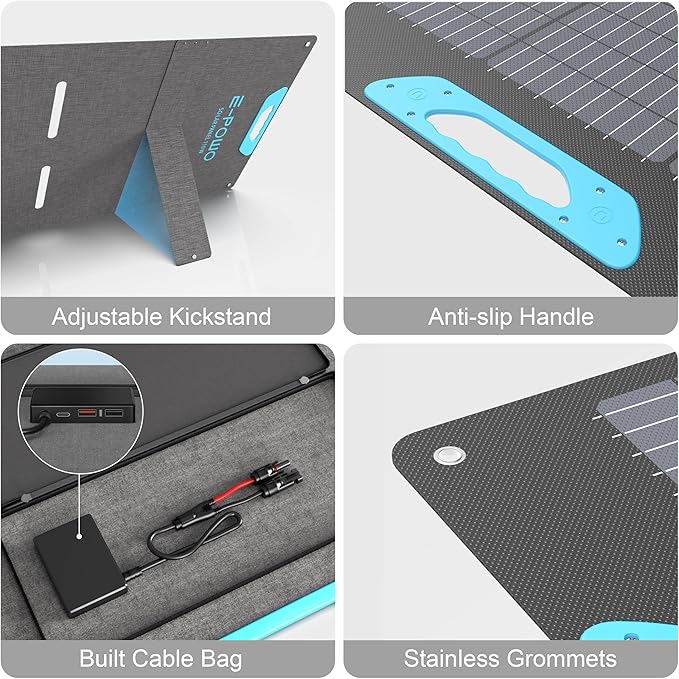 220W Portable Solar Panel for Power Station, 23.5% High Efficiency ETFE Foldable Solar Panels Charger, QC3.0 USB-A &Type-C Output,IP67 Waterproof for RV, Outdoor Camping, Off Grid Blackouts
