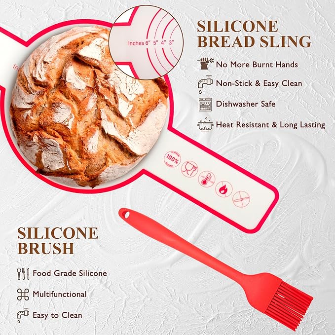 Complete Sourdough Starter Kit, Sourdough Bread Baking Supplies, Banneton Bread Proofing Basket with Sourdough Starter Jar, 9inch Round Bread Proofing Basket, for Bread Baking