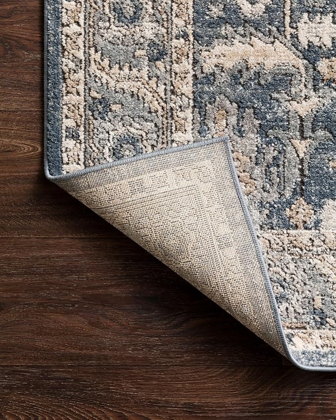 Loloi Teagan Collection TEA-03 Denim/Pebble 2'-8" x 10'-6" Runner Rug, Large, Soft Neutral Rug, High-Traffic for Living Room, Bedroom, Home Office, Dining Area