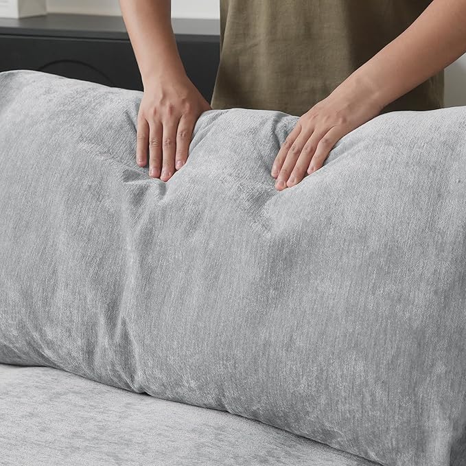 JACH V Shape Sectional Couches for Living Room, Deep Seat Convertible Modular Sofa, Cloud Sectional Couch, Sofa Covers Washable, Minimalist Couch for Living Room, Apartment, Light Grey