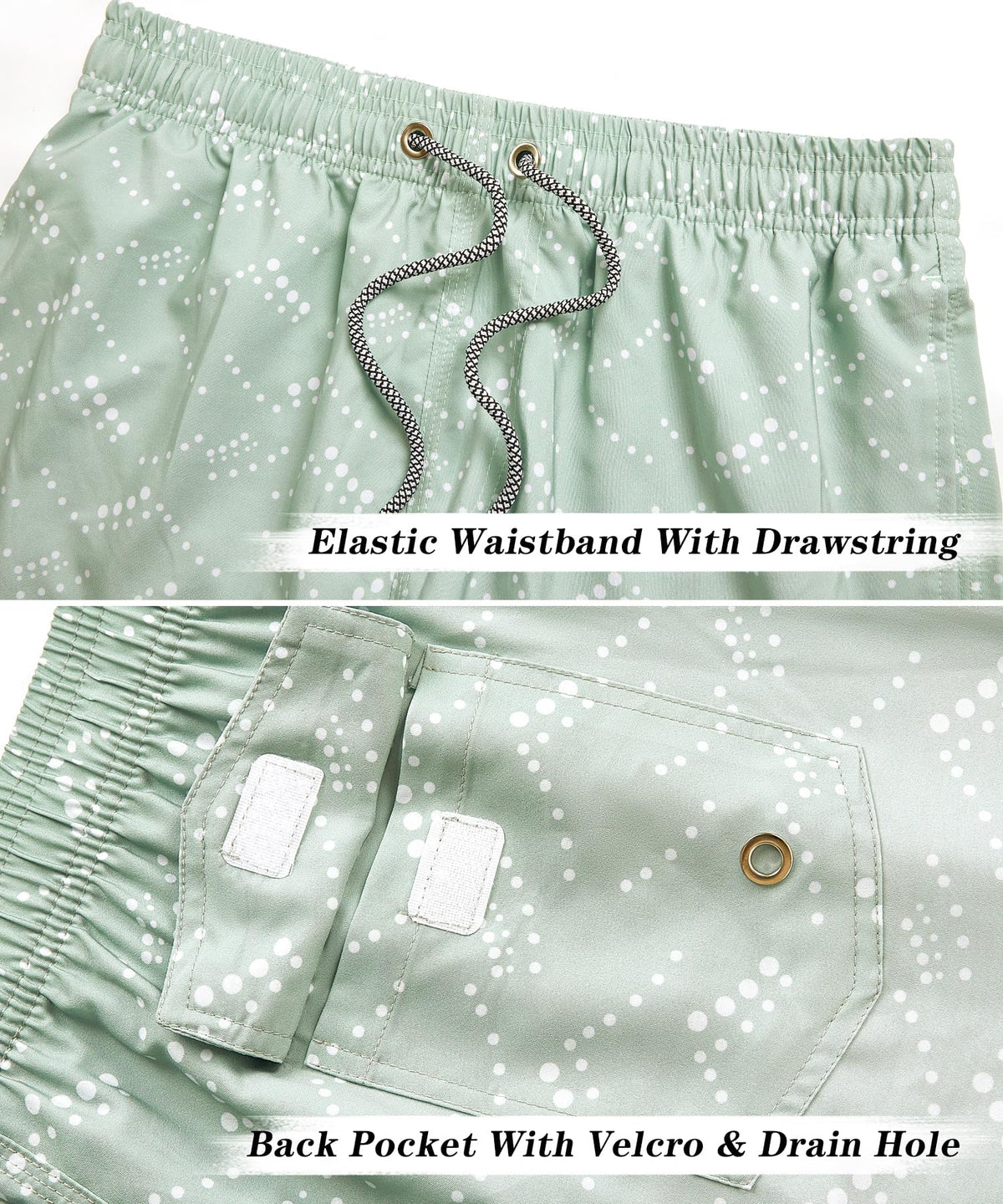 ELETOP Men's Swim Trunks Quick Dry Bathing Suit Swimming Board Shorts Mesh Lining Beach Swimwear Gradient Light Green 3XL