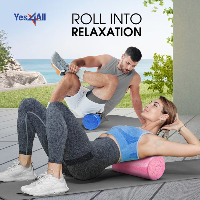 Yes4All High-Density EPP Round Back Roller Foam, Exercise Foam Roller for Yoga, & Pilates, Multiple Sizes and Colours, Purple - 18 inches