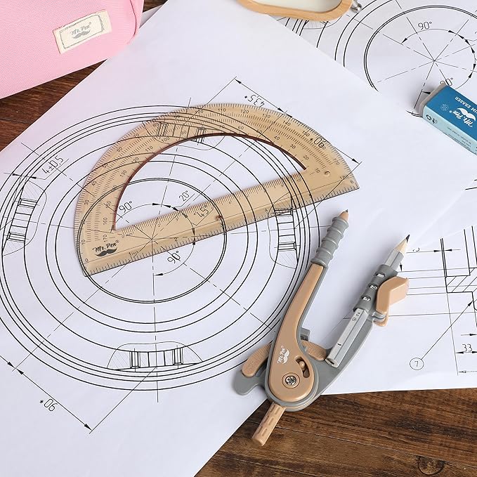 Mr. Pen- Compass and Protractor Set, Math Compass for Geometry and Drawing