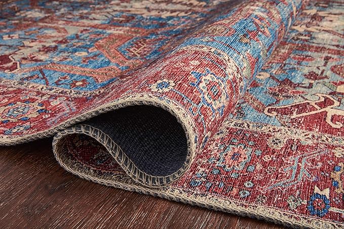 Loloi Loren Collection LQ-10 Blue/Red 7'-6" x 9'-6" Area Rug