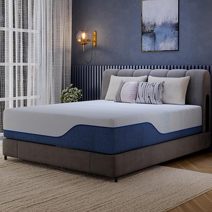 EGOHOME 14 Inch King Mattress, Gel Memory Foam with Charcoal, Fiberglass Free, CertiPUR-US Certified, Temperature-Regulating, Machine Washable Cover, 80" x 76" x 14", Medium