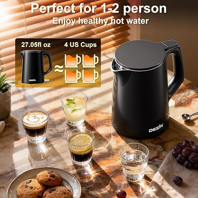 Dezin 0.8L Small Electric Kettle, Stainless Steel Portable Travel Kettle