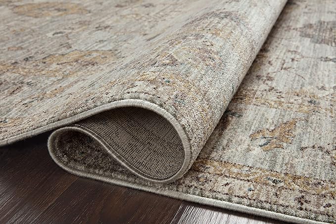Loloi Magnolia Home by Joanna Gaines Millie Collection MIE-02 Sky/Gold 2'-7" x 14', .25" Pile Height, Runner Rug